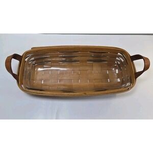 Longaberger 1995 Woven Traditions Cracker Basket 2 Liners Protector Handles